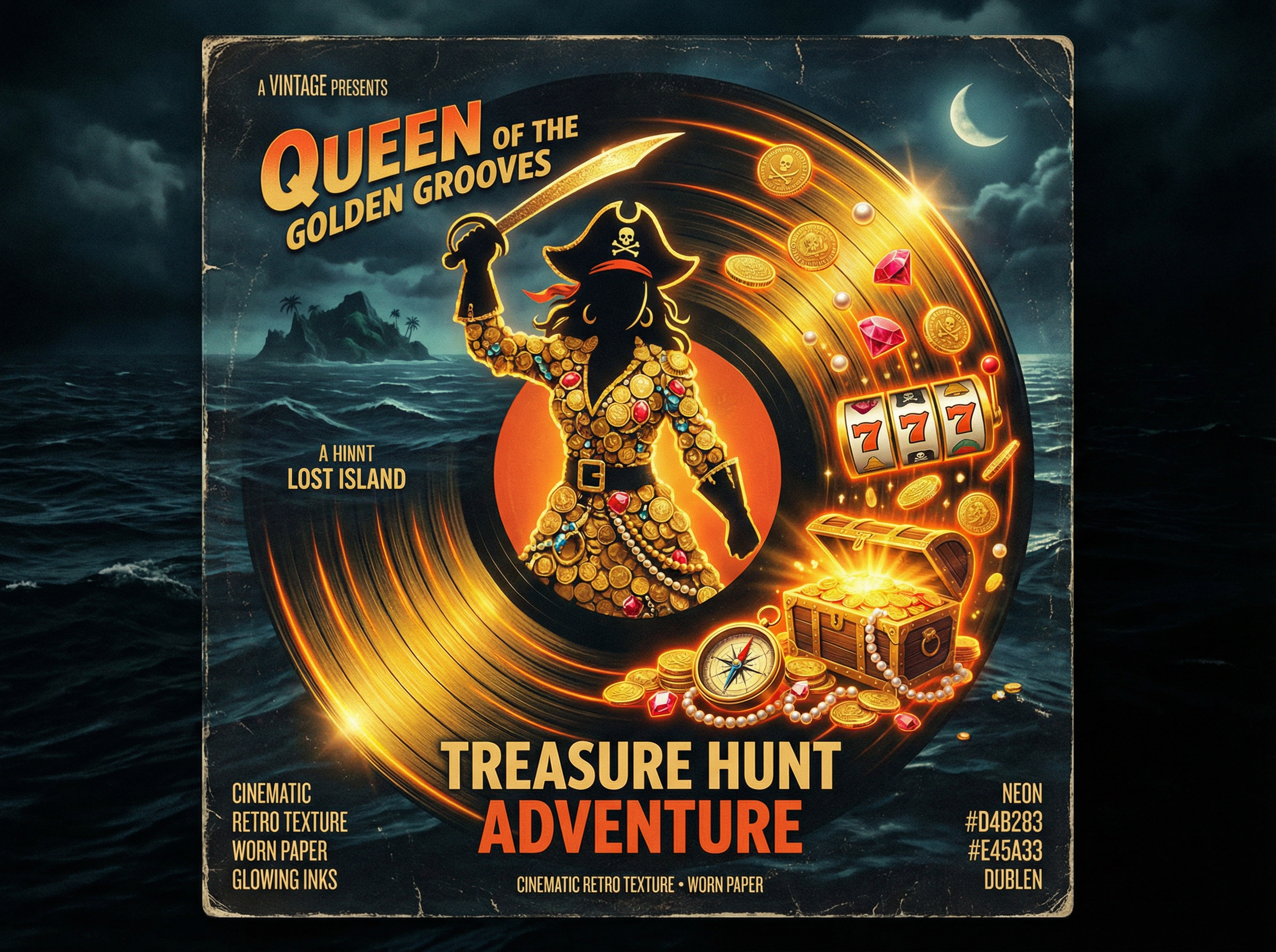 ag捕鱼 - 赏金女王游戏的唱片封面风格海报